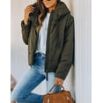 thumbnail image 4 of Women's Green Zipper Hooded Coat with Pocket, 4 of 7