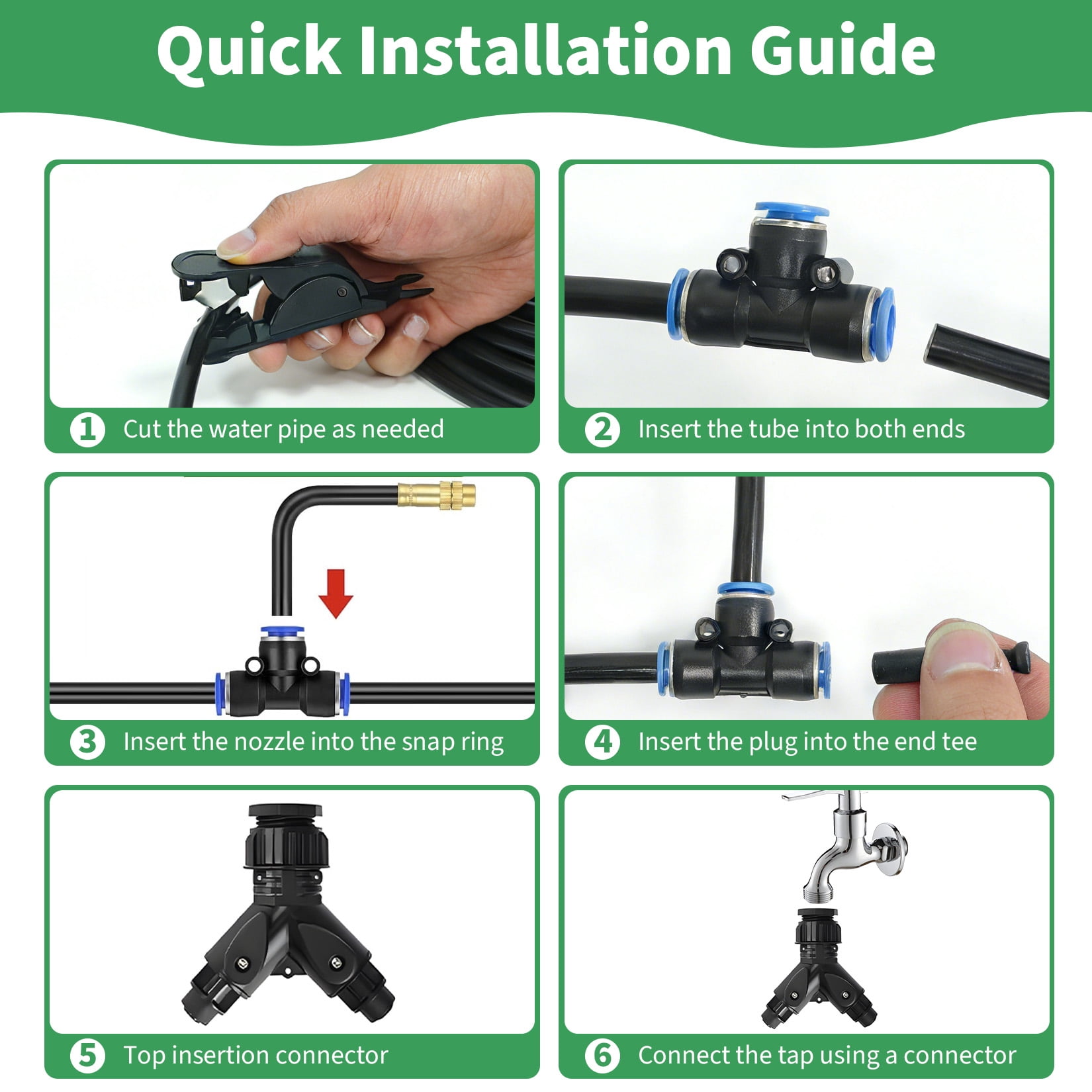 GIMMYFIVE 98FT Drip Irrigation Kit, Automatic Watering System with Adjustable Sprinklers, 1/4" PVC Tubing, DIY for Garden, Lawn, Greenhouse, Raised Beds