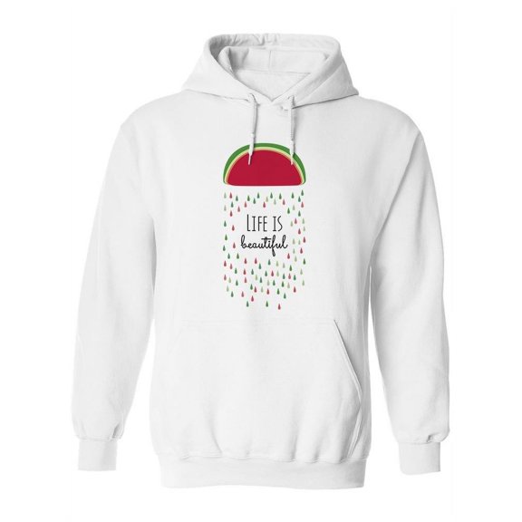 Watermelon Seeds Rain Hoodie Women - Women Hoodie, White, 3XL