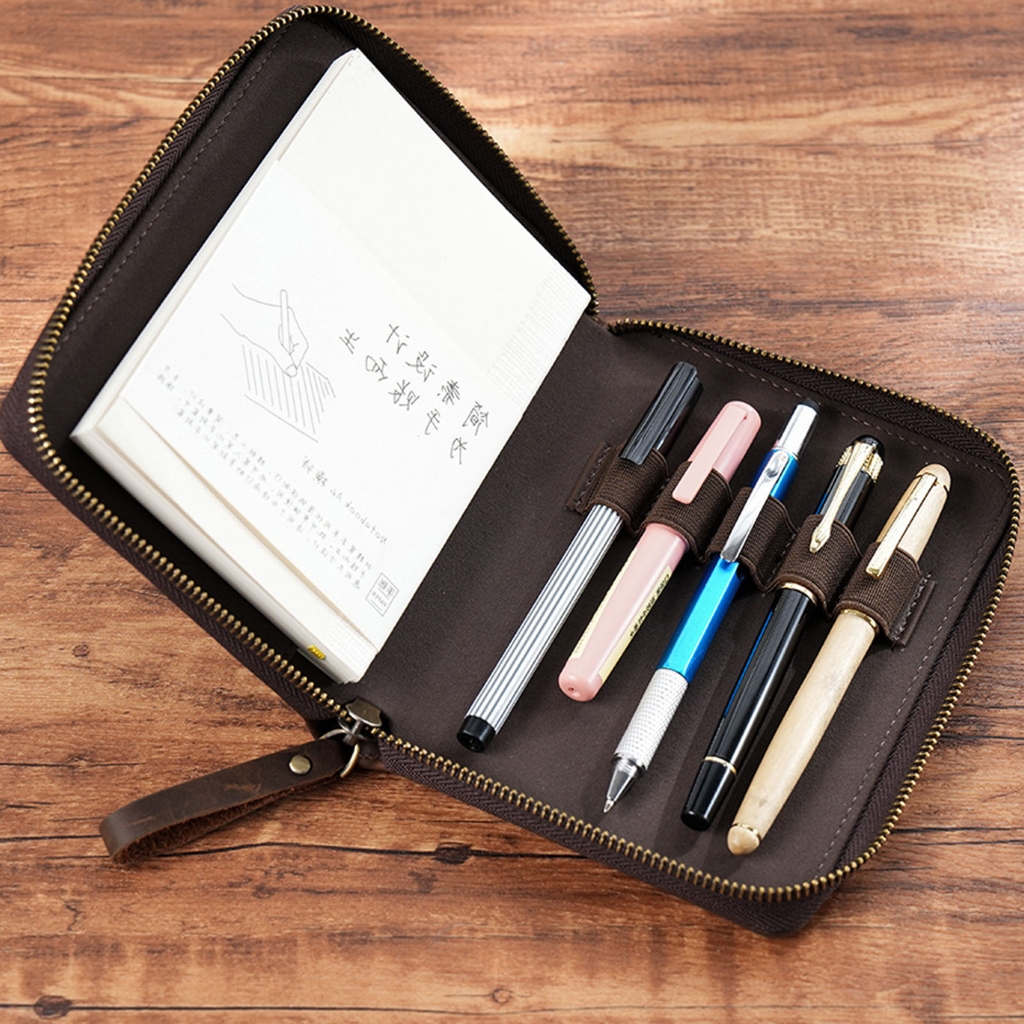 Zippered Leather Cover for 3.5x5.5Inch Pocket Journal Notebook Field Notebook