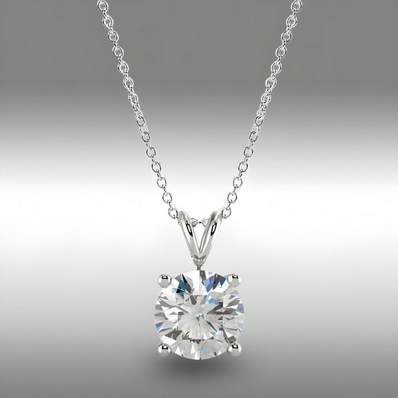 1Ct Round Cut Real Moissanite Diamond Pendant, 14k White Gold Plated Women's Necklace - Perfect Gift for Her