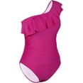 thumbnail image 4 of Mycoco Womens One Piece Swimsuits One Shoulder Ruched Ruffle Monokini Bathing Suits, 4 of 6