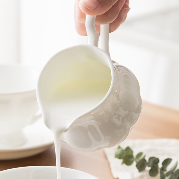 GAXIRE White Ceramic Small Creamer Jug, Pitcher for Coffee, Tea, Home, Restaurant, and Table Use