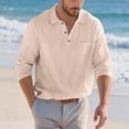 thumbnail image 2 of Linen Polo Shirts for Men Casual Long Sleeve Collared Relaxed Fit Golf Shirts Work Shirt Beach Shirt, 2 of 8