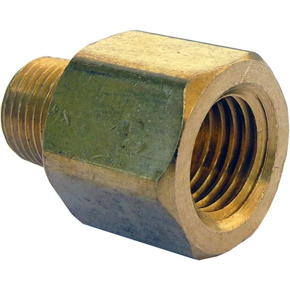 Lasco Fittings Brass Adapter - 1/4 In. Female Flare x 1/8 In. Male Pipe Thread - Gold
