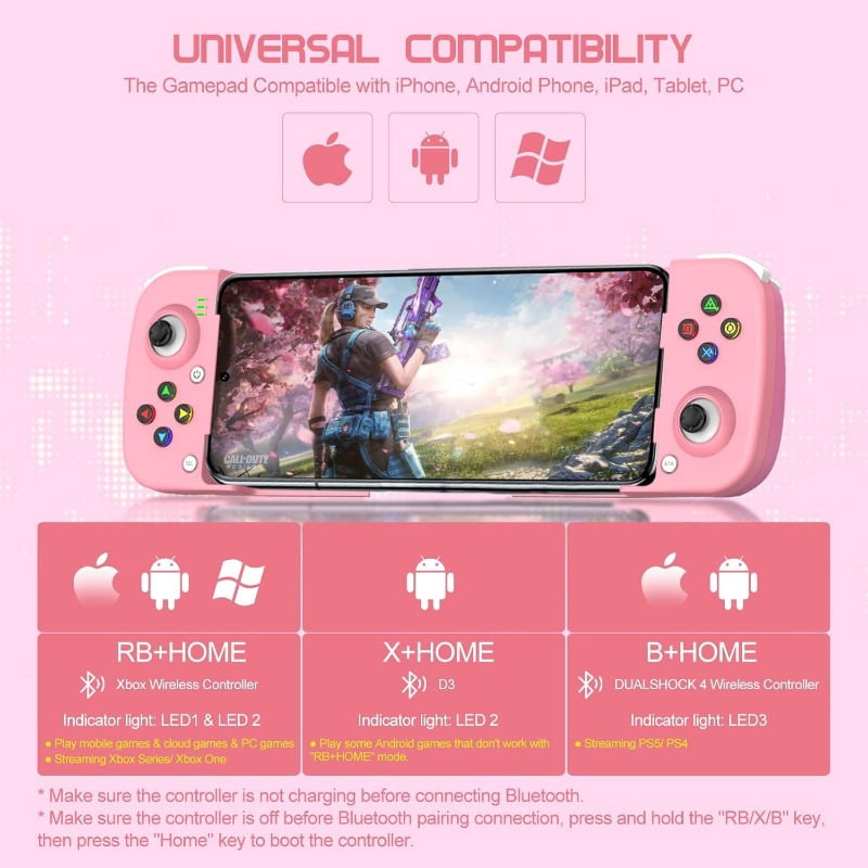 Phone Controller for Android Support Phone Case, Mobile Gaming Controller with Ergonomic Design - Wireless Gamepad for Cloud Gaming & PS Remote Play
