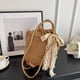 thumbnail image 5 of Bolso de mano para mujer, bandolera con lazo de encaje a la moda, Bolso informal elegante de paja para la playa, 5 of 8