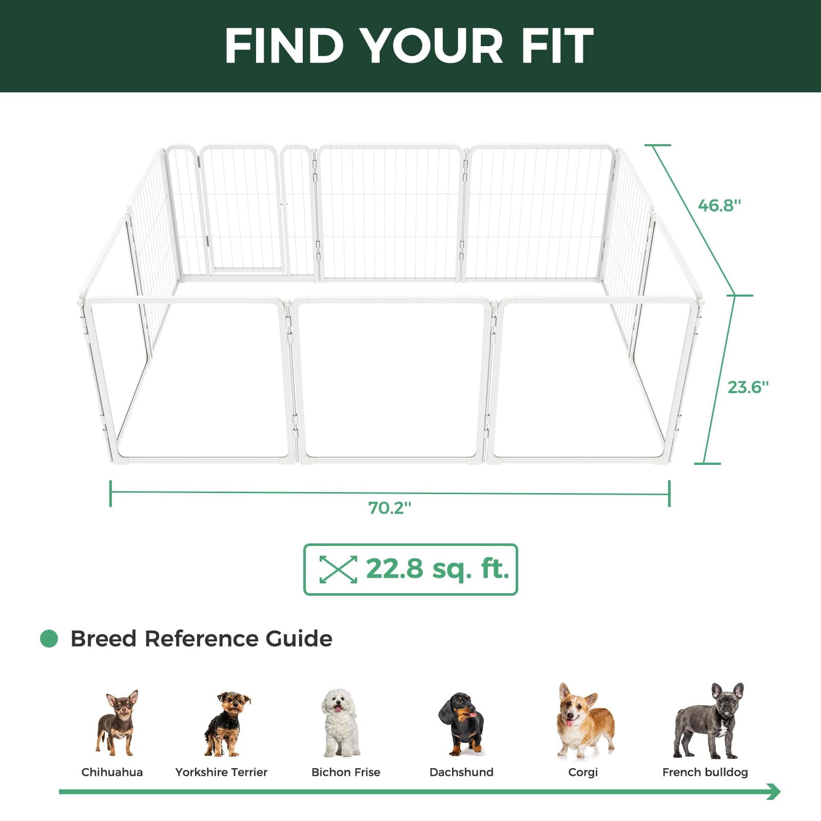 FXW Acrylic & Wire Mesh Indoor Dog Playpen, Heavy Duty 24 Inch 10 Panels Metal Dog Pen for Puppy and Small Dogs, White│Patented