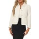 thumbnail image 1 of Chaquetas de cuello INSPIRE CHIC para mujer, de manga larga, con botones de perla y bolsillos, abrigos con ribete en contraste, M blanco, 1 of 6
