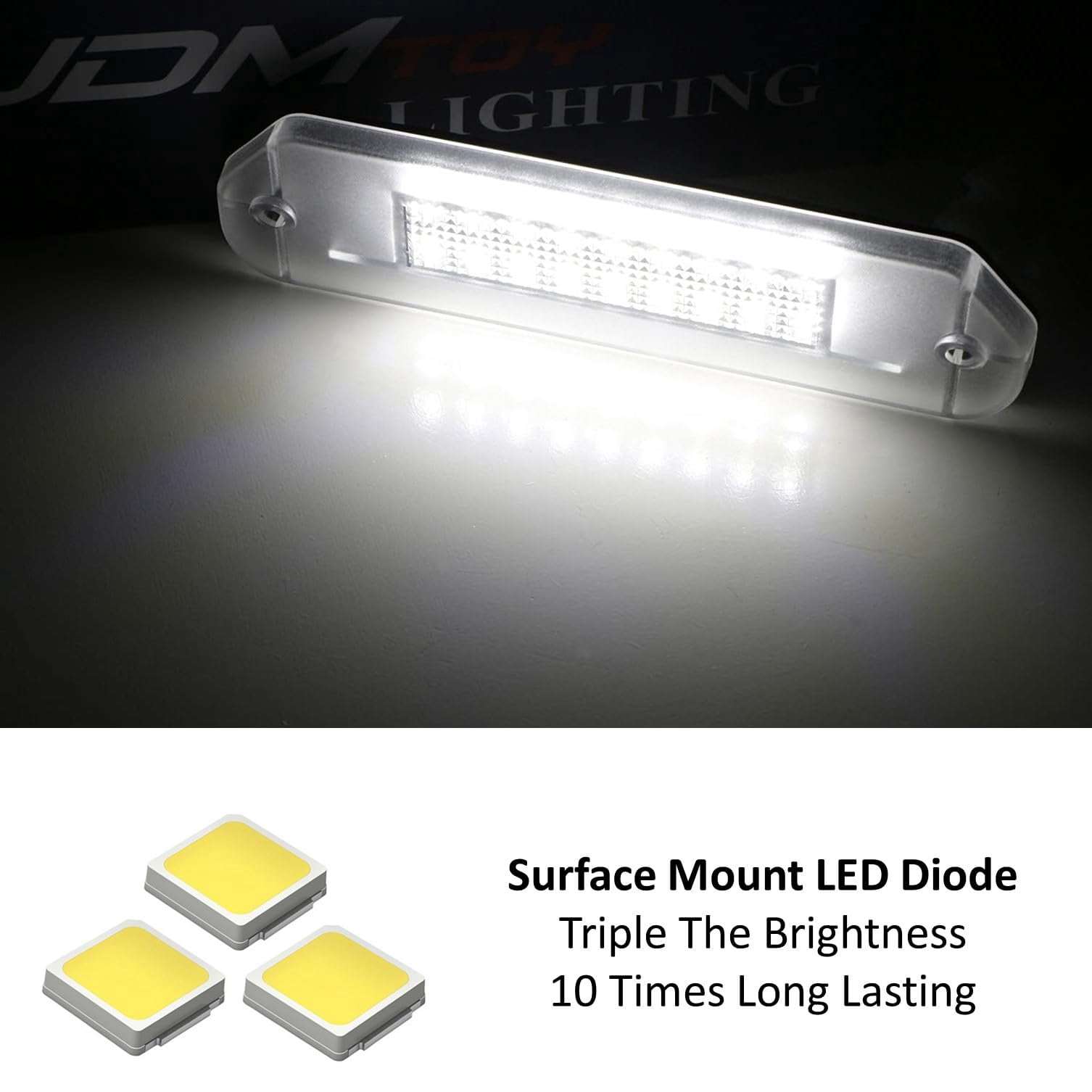 OEM-Fit 18-SMD Full LED License Plate Light Assembly For Honda 1992-1995 Gen5 Civic, 1992-1996 Prelude, Replace OEM Incandescent Lamps