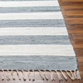thumbnail image 4 of Hauteloom Moby Recycled Material Striped Farmhouse Living Room, Bedroom Area Rug - Casual Performance Carpet with Tassel, Fringe - Gray, White - 27" x 45", 4 of 9