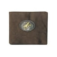 thumbnail image 1 of Western Suede Genuine Tooled Leather Men's Short Wallet in Multi Emblem, 1 of 1