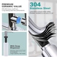 thumbnail image 2 of Wowow Pull Down Waterfall Kitchen Faucet with Soap Dispenser and 3-Mode Sprayer in Polished Chrome for Kitchen Sink, 2 of 7