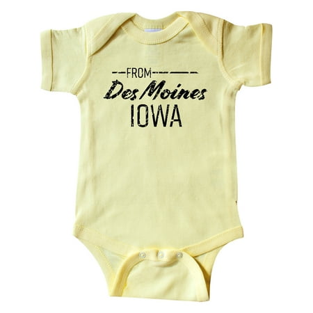 

Inktastic From Des Moines Iowa in Black Distressed Text Gift Baby Boy or Baby Girl Bodysuit
