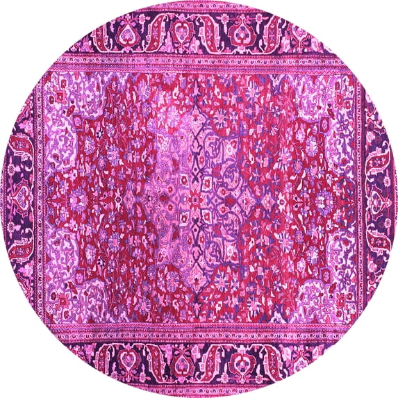Ahgly Company Indoor Round Medallion Pink Traditional Area Rugs, 4' Round