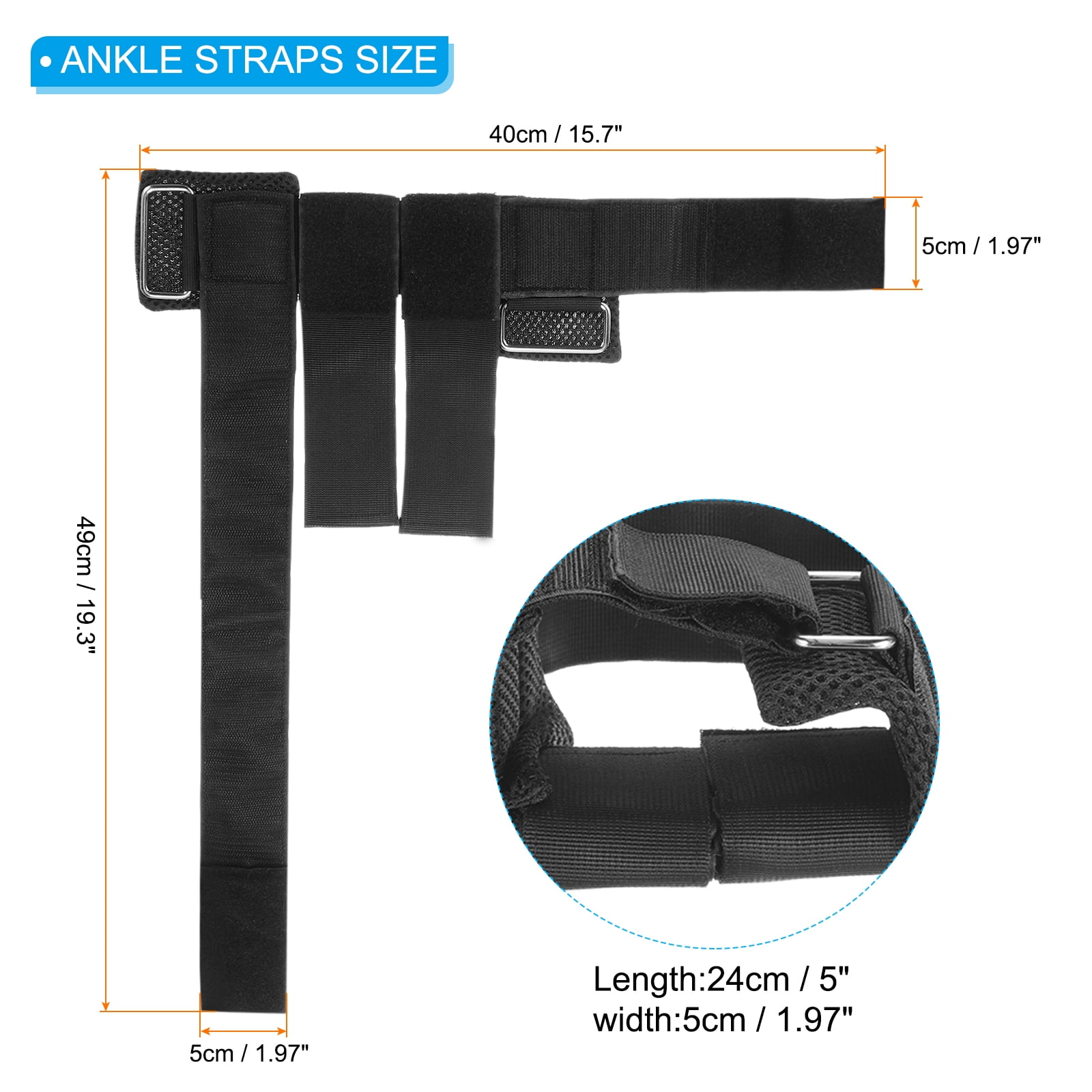 Dumbbell Foot Attachment Adjustable Ankle Straps Feet Weights Lifting Black 2 Pack