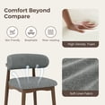 thumbnail image 5 of Hawsaiy Counter Height Bar Stools Set of 6, 26" Solid Wood Barstools with Curved Back, Upholstered Fabric Seat & Metal Footrest, Mid-Century Modern Kitchen Island Chairs, Gray, 5 of 12