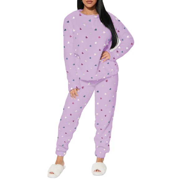 Conjunto de Pijama para Mujer Shendy Vendy Manga Larga Cuello Redondo con Estampado Transpirable