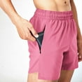 thumbnail image 4 of Kvture Men's Athletic Shorts Elastic Waisted Outdoor Running Workout Shorts Summer Loose Lightweight Jogger Pants with Zipper Pockets Solid Color Side Split Sports Shorts Pink M, 4 of 7