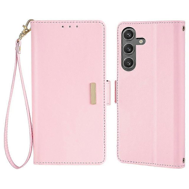 For Samsung Galaxy S25 Leather Wallet Case RFID Blocking Stand Cover with Hand Strap - Green