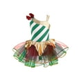 thumbnail image 4 of Aislor Kids Girls Camisole Ballet Tutu Dress Stripe Printed Skirted Leotard Christmas Green 8, 4 of 7