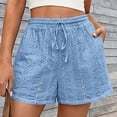 thumbnail image 2 of Women's Summer Casual Lace Elastic Waist Shorts Cute Eyelet Beach Vacation, 2 of 9
