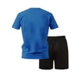 thumbnail image 4 of hotojiny Men's Tracksuit Summer 2 Piece Set Short Sleeve Crew Neck T-Shirt and Sweat Shorts Sweatsuit Sets Loungewear(Blue,XX-Large), 4 of 7