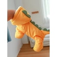 thumbnail image 3 of 1pc Pet Clothes For Winter Thick & Warm Hooded Jumpsuit Dinosaur Coat For Dogs & Cats, 3 of 5