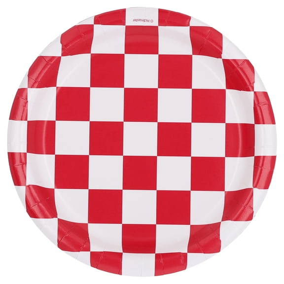 Red and White Check Disposable Paper Plates, 7", 8 Count, Patriotic by Way To Celebrate