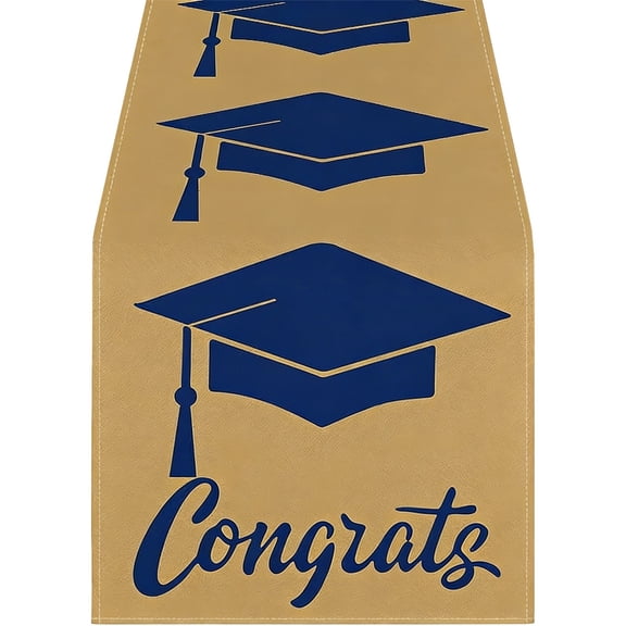 2026 Blue Stars Cap Graduation Table Runner, Holiday Kitchen Dining Table Runners for Home Party Decor 13x72 Inch