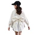 thumbnail image 5 of Girls Back Big Bow Button Down Shirt, Lapel Long Sleeve Loose Curved Hem Tunic Blouse, Summer Casual Back to School Performance Top for Kids(White,13-14 Years), 5 of 5