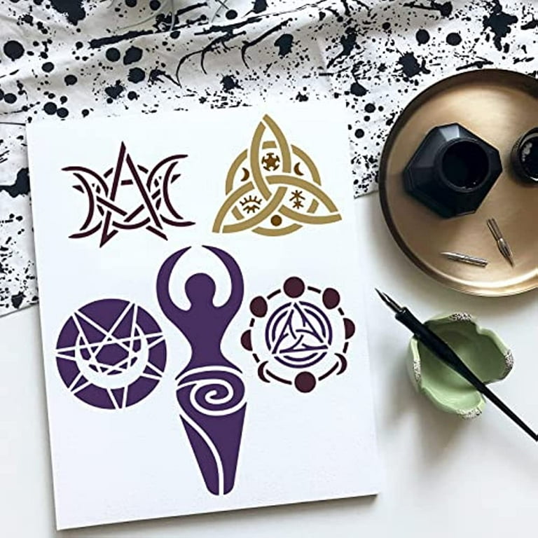 Wiccan Witch Symbols Drawing Stencil 11.8x11.8inch Reusable Spiral Goddess Painting Template DIY Craft Viking Celtic Knot Stencil for Painting on Wall Furniture Wood and Paper - Walmart.com wiccan-witch-symbols-drawing-stencil-11-8x11-8inch-reusable-spiral-goddess-painting-template-diy-craft-viking-celtic-knot-stencil-for-painting-on-wall-furniture-wood-and-paper-walmart-com