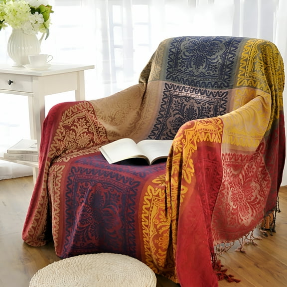 AUQ Boho Throw Blanket,Sofa Cotton Blanket Chair Cover Bed Sofa Soft Chair Cover Soft Cotton Tapestry Office Home Decoration