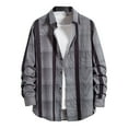 thumbnail image 1 of DPTALR Men's Casual Plaid Long Sleeve Loose Pocket Button Lapel Collar Shirt Jacket, 1 of 9