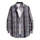thumbnail image 1 of Chaqueta de camisa de cuello de solapa con botón de bolsillo suelto de manga larga a cuadros informal para hombre Pompotops oipoqjl27586, 1 of 9