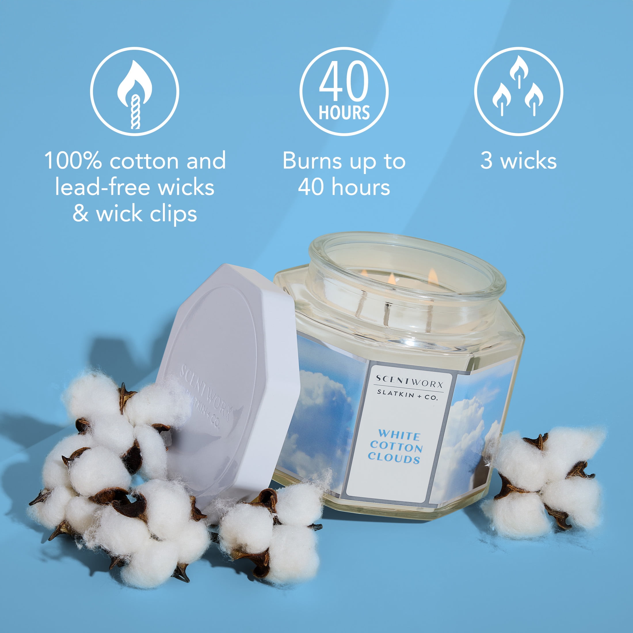 Scentworx 14.5 oz White Cotton Clouds 3-Wick Jar Candle - Walmart.com
