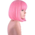 thumbnail image 3 of Peluca rosa pastel de bob corto con flequillo para mujer Pelucas sintéticas rosa suave resistentes al calor hasta los hombros de 12 pulgadas (rosa) JAMW Sencillez, 3 of 5