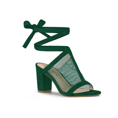 

Allegra K Women s Sandals Block Heels Mesh Lace up Sandals