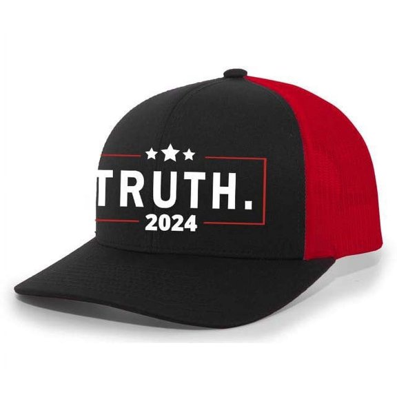 Mens Vivek Hat Vivek Ramaswamy Truth Slogan 2024 Mesh Back Trucker Hat Baseball Cap-Black/Red