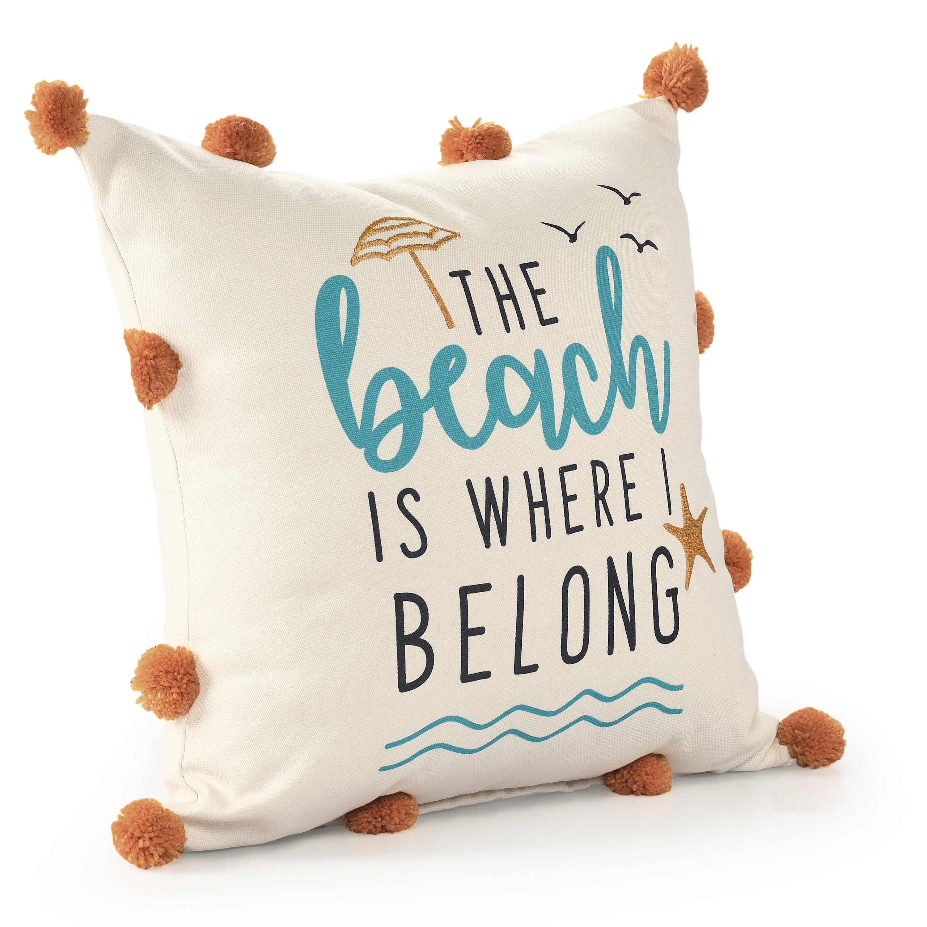 Harlow Hill Afton 20" x 20" Orange/Beige Text Performance Adult Decorative Throw Pillow Cover