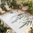 thumbnail image 2 of Outdoor Rug 5x7 ft Winter Christmas Botanical Waterproof Outdoor Patio Rug Mat Non Slip Outside Area Rugs Carpet for RV,Camping,Porch,Deck,Pool,Balconybackyard,Eucalyptus Leaf Pine Branch White, 2 of 9