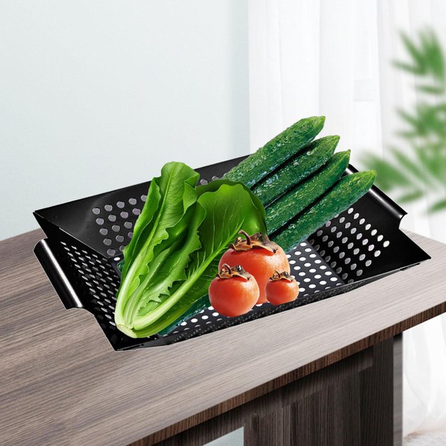 Bandeja de para cocinar libre, bandeja para parrilla, cuenco para verduras, para parrilla, rejilla, wok para parrilla de - L no pegajoso DYNWAVEMX Cesta de verduras para parrilla
