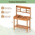 thumbnail image 3 of Gymax 61'' Wooden Potting Bench Table w/3-Tier Open Shelf Flip-up Tabletop for Backyard, 3 of 9