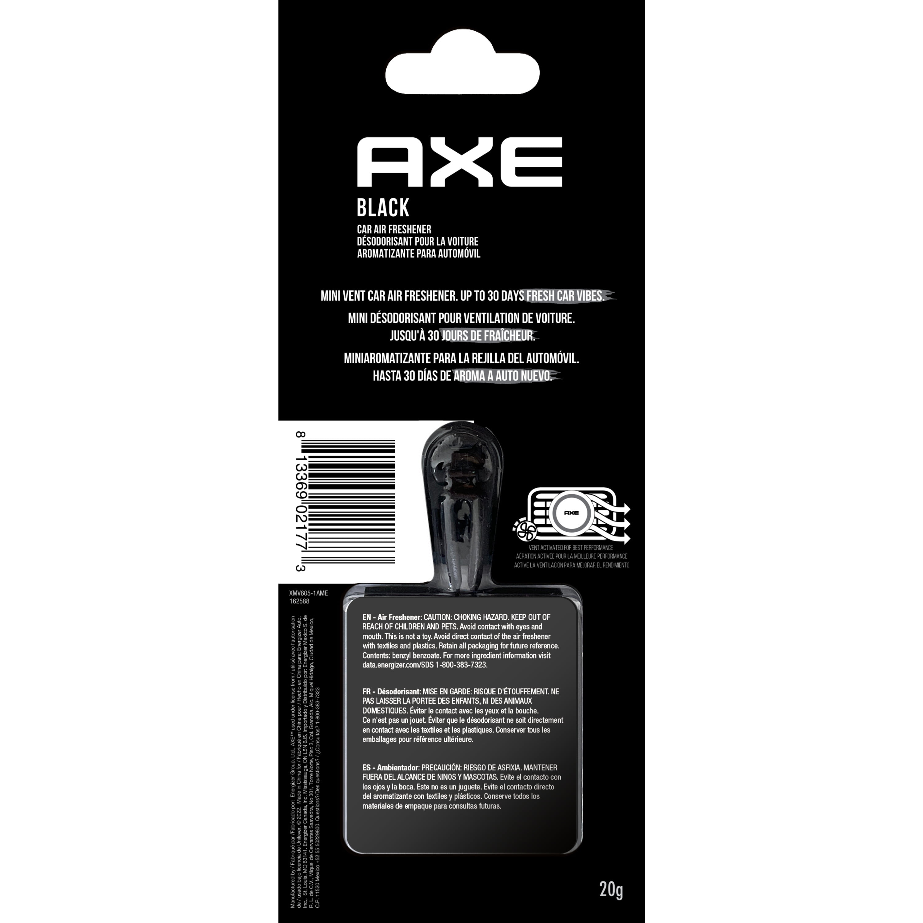 Axe Mini Vent Clip Car Air Freshener (Black Scent, 1 Pack) 