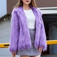 thumbnail image 2 of Baqcunre Women's Clothing, Womens Fall Open Front Cardigan Faux Fur Coat Vintage Parka Shaggy Jacket Warm Coat Tops Valentines Day Gifts, 1Pc Jacket Purple XL, 2 of 9