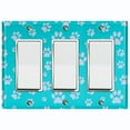 thumbnail image 1 of Metal Light Switch Plate Cover Puppy Dog Paw Prints Teal Gray DOG034, 1 of 13