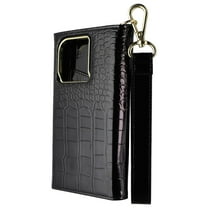 Elizabeth James Wristlet Folio for MagSafe for Apple iPhone 15 Pro - Black Croc