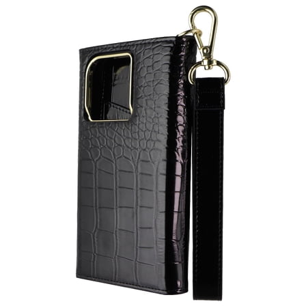 Elizabeth James Wristlet Folio for MagSafe for Apple iPhone 15 Pro - Black Croc