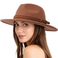 thumbnail image 4 of BadPiggies Vintage Fedora Hat for Men & Women Wide Brim Felt Hats with Belt Buckle (Khaki), 4 of 9