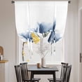 thumbnail image 4 of Blue Flowers Tie Up Curtain 45 Inches Long, Spring Vintage Country Watercolor Blue Tulip Floral Balloon Style Kitchen Window Curtain Over Sink, Small Window Rod Pocket Curtain 34"x45", 4 of 9